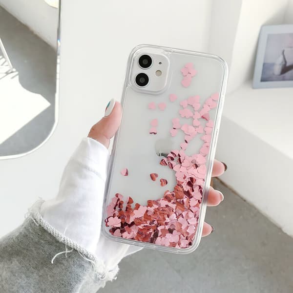 iPhone 12 - Moving Glitter 3D Bling Cover / Beskyttelse