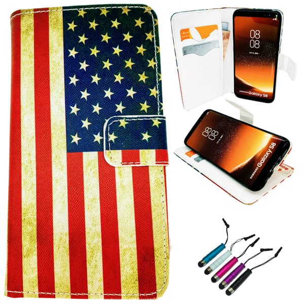 Samsung Galaxy S8 - Leather Case/Wallet + Touch Pen