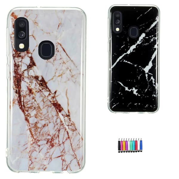 Samsung Galaxy A40 - Case Protection Marble + Touch White