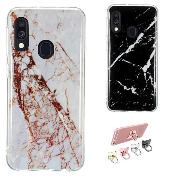 Skydda din Galaxy A40 med Marmor-skal! Black