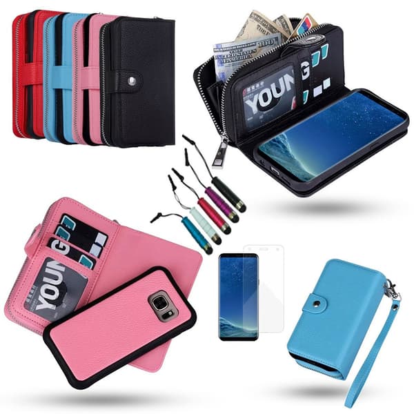 Samsung Galaxy S8 - Leather Case/Wallet + Touch & Pen