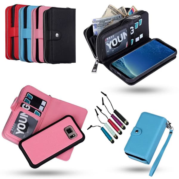Samsung Galaxy S8 - Leather Case/Wallet + Touch Pen
