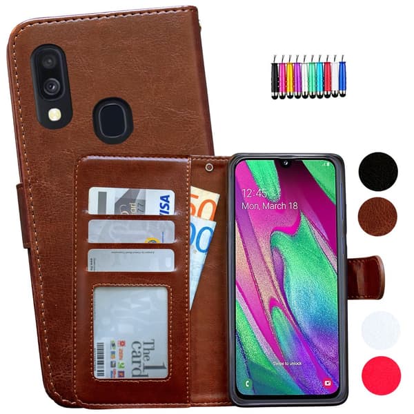 Samsung Galaxy A40 - Läderfodral / Skydd Black