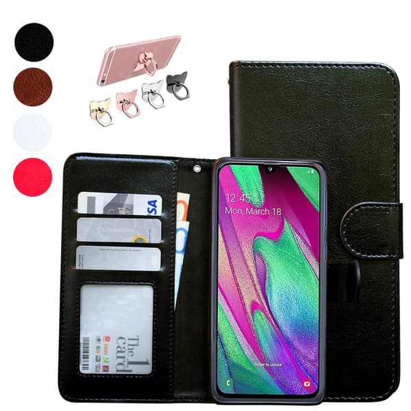 Samsung Galaxy A40 - Läderfodral / Skydd Black