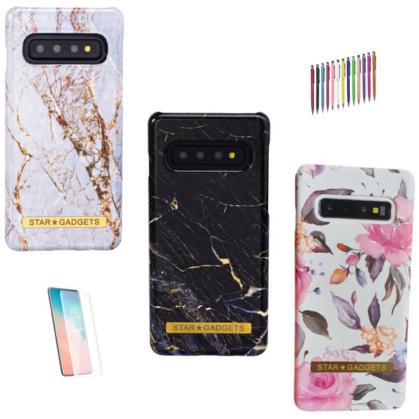 Samsung Galaxy S10 - Skal / Skydd / Blommor / Marmor
