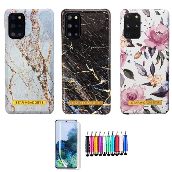 Samsung Galaxy S20 Plus - Cover / Beskyttelse Flowers / Marble