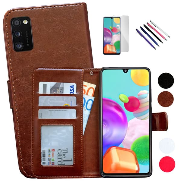 Samsung Galaxy A41 - Læder cover / Beskyttelse Black