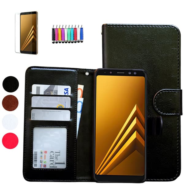 Samsung Galaxy A8 2018 - Læder cover / Beskyttelse Black