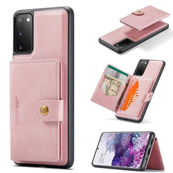 Samsung Galaxy S20 - Effektfullt Skyddande Skal med Kortfack Roséguld