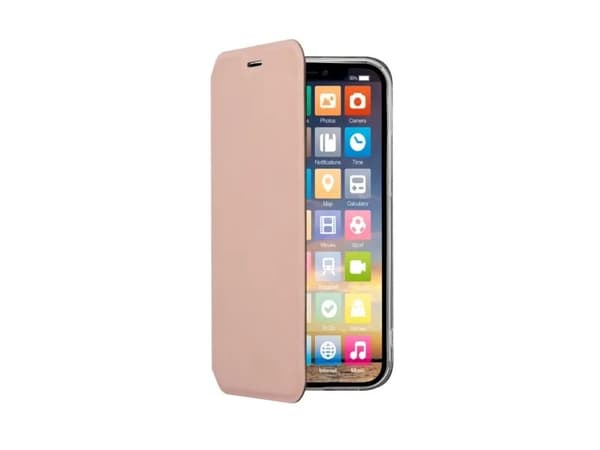 Screenor Clever - Vikbart fodral för mobiltelefon - eco-läder - rosa - för Apple iPhone 12, 12 Pro
