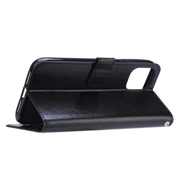 iPhone 12 Plånboksfodral Svart Läder Skinn Fodral