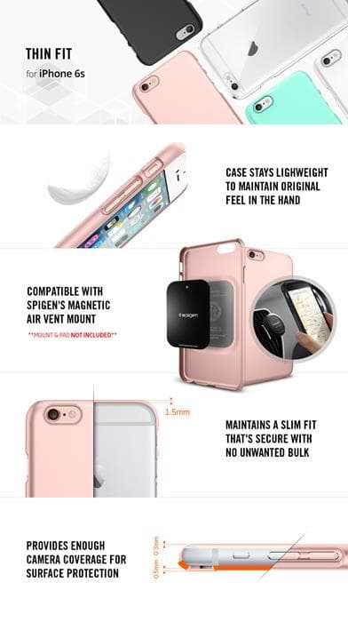 SPIGEN Ultra Thin Fit Skal till Apple iPhone 6/6S - Metallic Rose