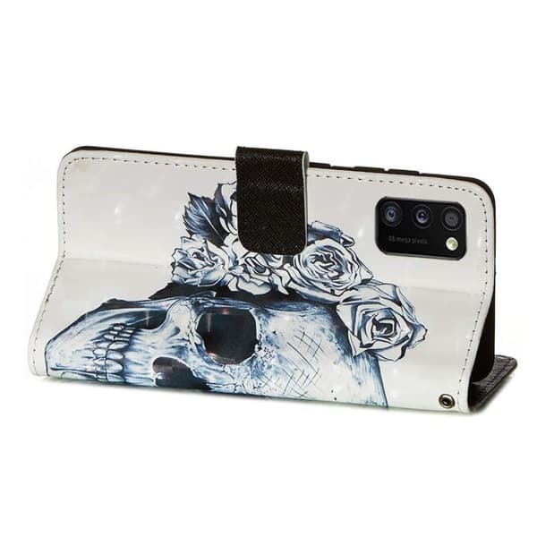 Plånboksfodral Samsung Galaxy A02s – Döskalle / Rosor