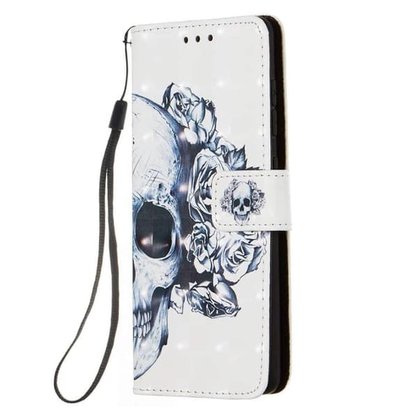 Plånboksfodral Samsung Galaxy A02s – Döskalle / Rosor