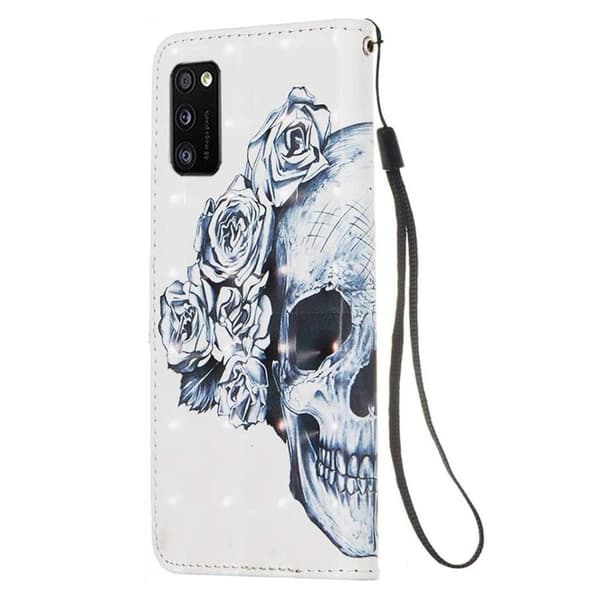 Plånboksfodral Samsung Galaxy A02s – Döskalle / Rosor