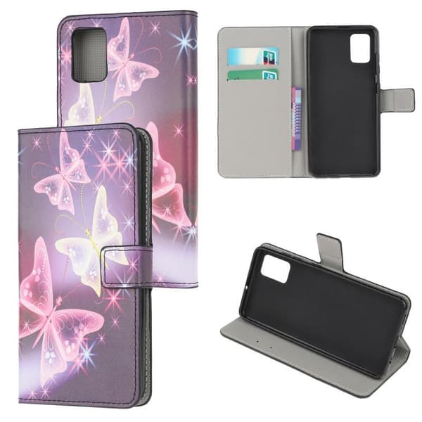 Plånboksfodral Samsung Galaxy A02s - Lila / Fjärilar