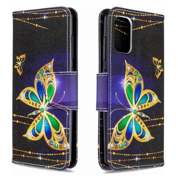 Lompakkokotelo Samsung Galaxy A02s - Kultainen Perhonen