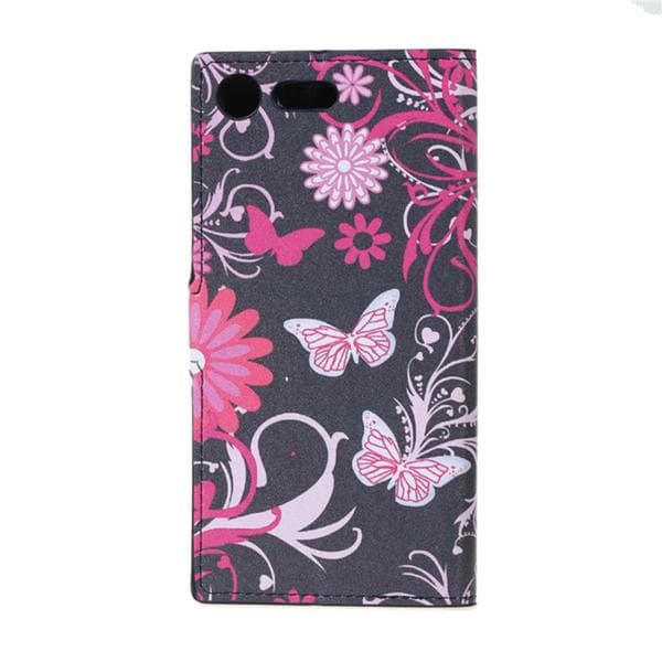 Plånboksfodral Sony Xperia XZ Premium - Svart med Fjärilar