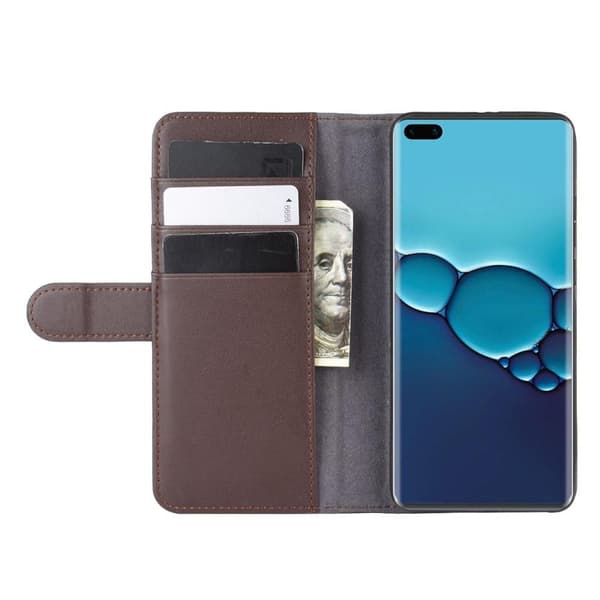 Äkta Läder Plånboksfodral till Huawei P40 - Brun