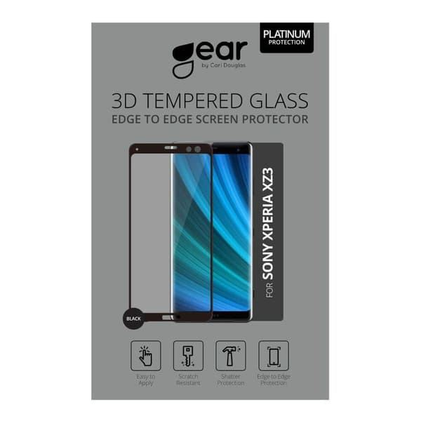 GEAR Härdat Glas Skärmskydd 3D Full Cover Svart Sony Xperia XZ3