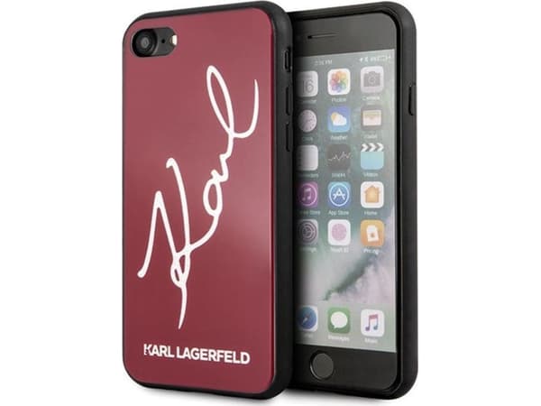 Karl Lagerfeld KLHCI8DLKSRE iPhone 7/8 Rød / Rød Hard Case Signature Glitter