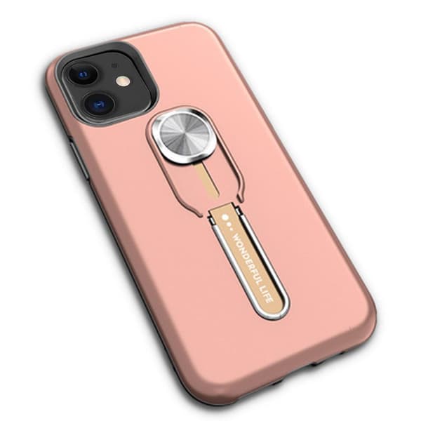 iPhone 12 - Exklusivt Stötdämpande Skal med Hållare Roséguld
