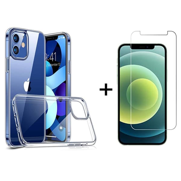 iPhone 12 - Stötdämpande Silikonskal + Skärmskydd