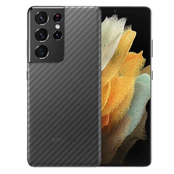 Galaxy S21 Ultra -hiilikuitu vinyyli ihon tarran suojakalvo takaisin