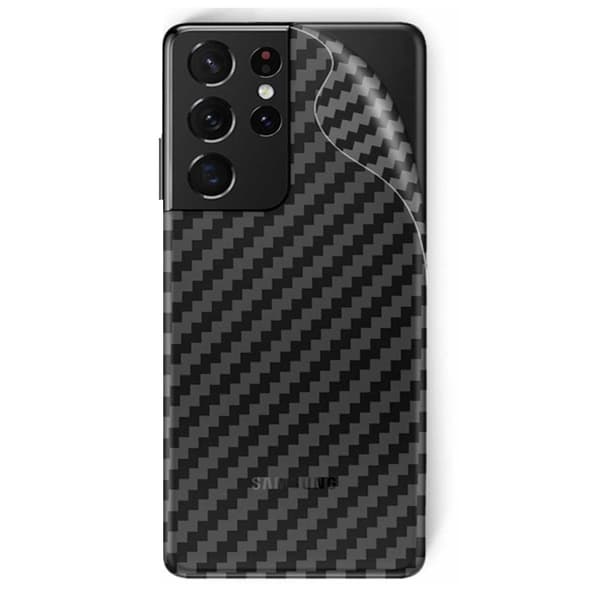 Galaxy S21 Ultra -hiilikuitu vinyyli ihon tarran suojakalvo takaisin