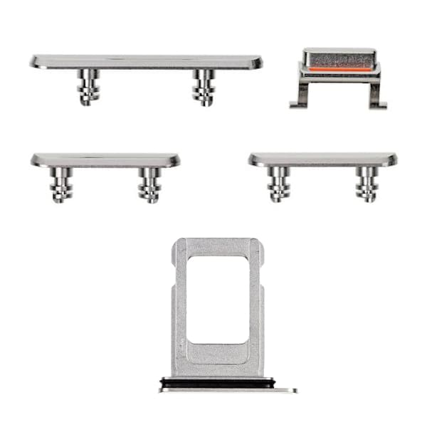 iPhone 11 Pro Simkortshållare, Sidoknappar - Silver / Vit