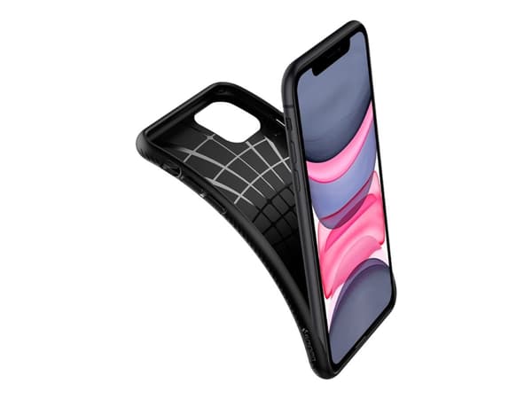 Spigen Liquid Air - Baksidesskydd för mobiltelefon - termoplastisk polyuretan (TPU) - mattsvart - för Apple iPhone 11