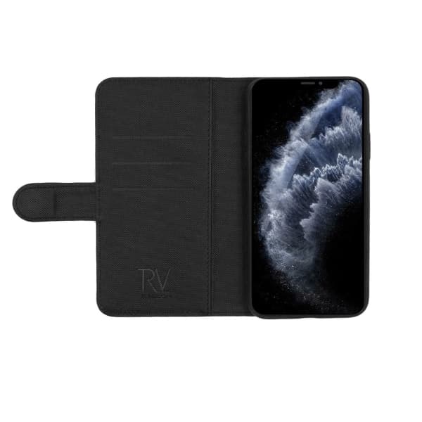Rvelon iPhone 11 Pro Max TPU Läderfodral med Ställ - Svart