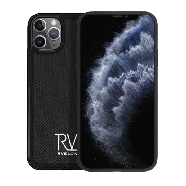 Rvelon iPhone 11 Pro Max TPU Läderfodral med Ställ - Svart