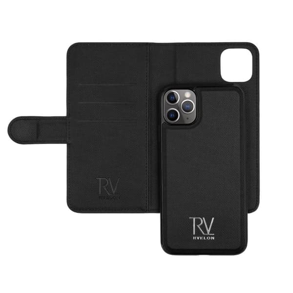 Rvelon iPhone 11 Pro TPU Läderfodral med Ställ - Svart
