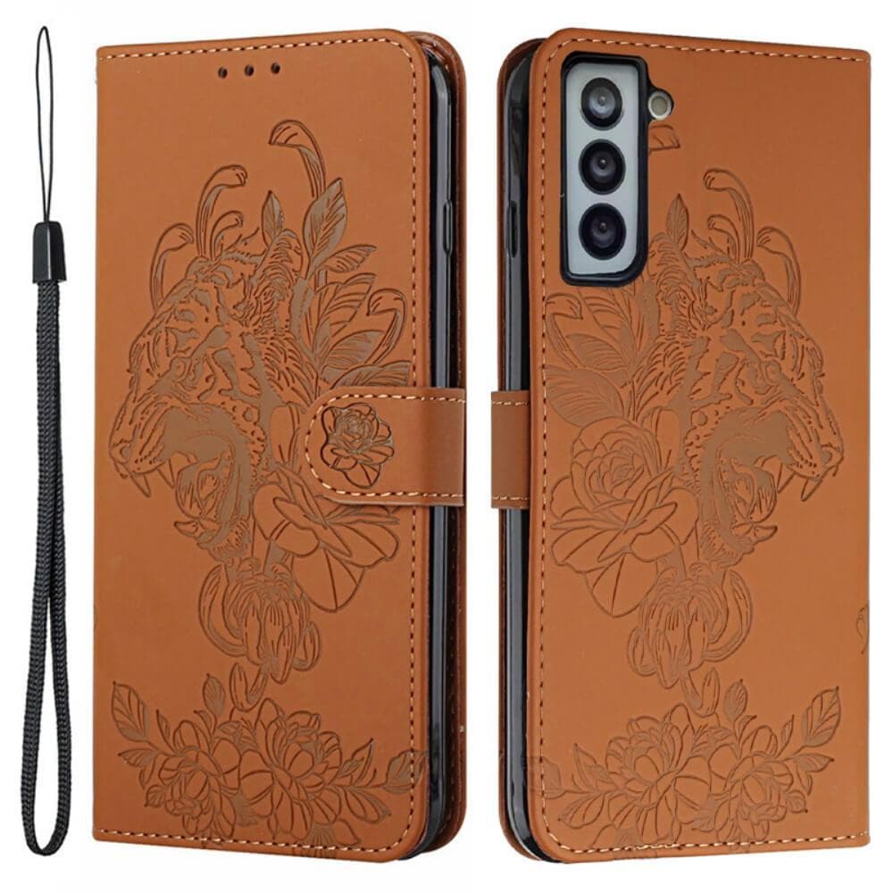 Tiger Flower Plånboksfodral till Galaxy S21 - Brun