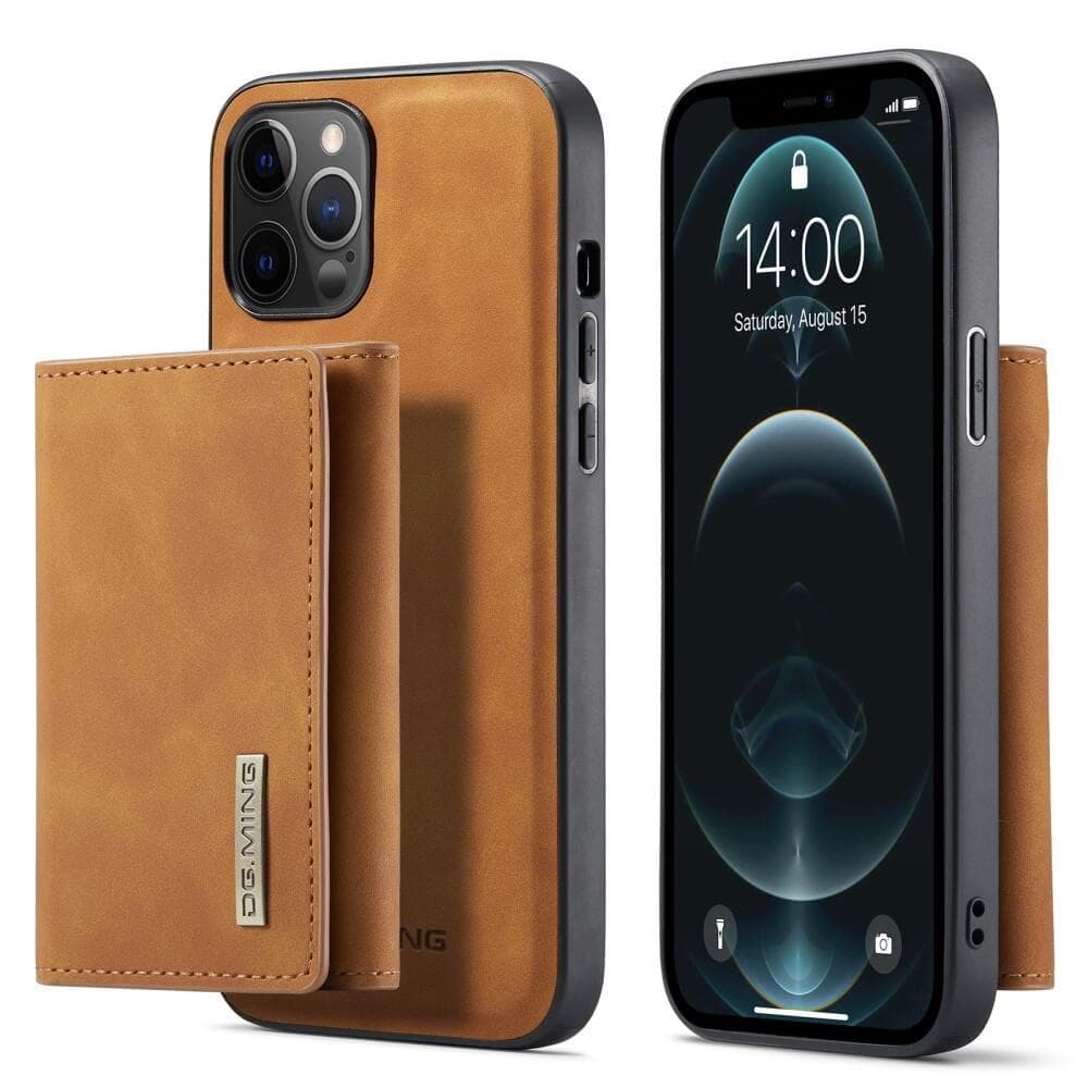 iPhone 11 Skal DG.MING M1 Magnetic Tri-fold Wallet Med Kickstand - Brun