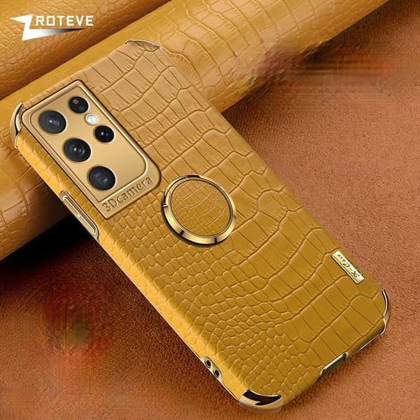 Samsung Galaxy S20 Plus Luxury Tyylikäs kuori krokotiilin iholla ja renkaalla