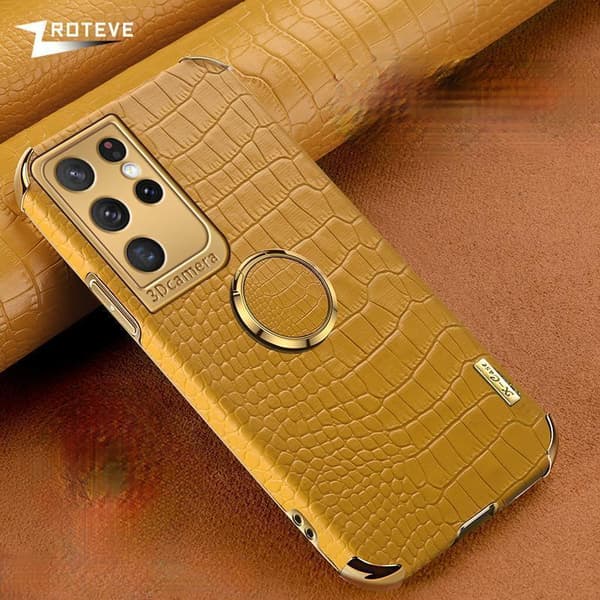 Samsung Galaxy S20 Plus Luxury Tyylikäs kuori krokotiilin iholla ja renkaalla
