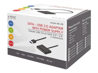SAVIO AK-39 USB 3.0 - SATA III Sort