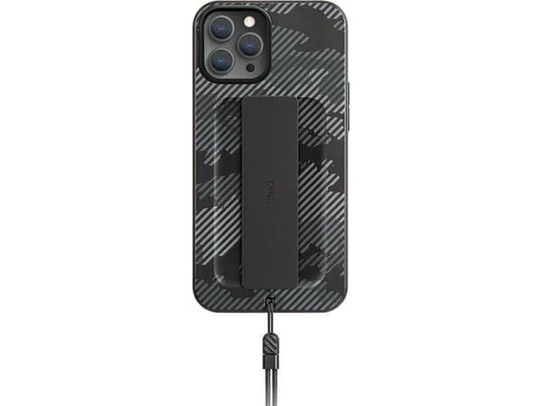 Uniq UNIQ Kotelo Heldro iPhone 12/12 Pro 6.1 tuuman musta pino / Carbon Stack antimikrobinen