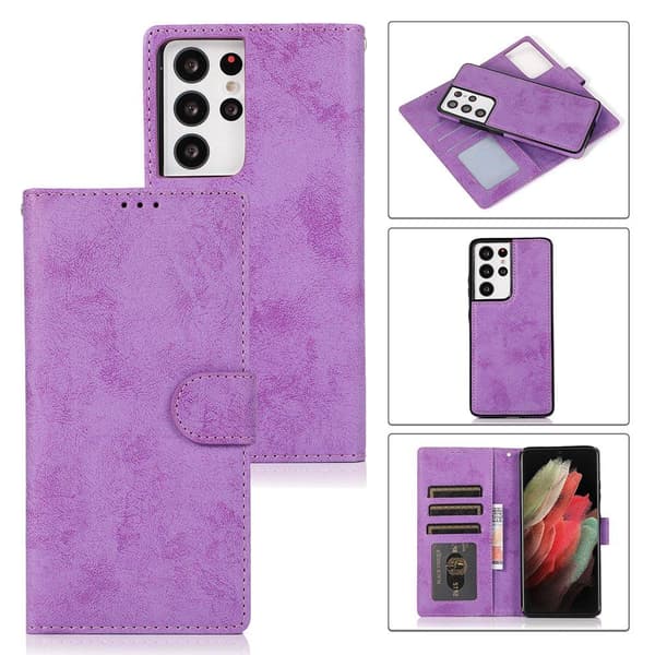 Samsung Galaxy S21 Ultra - Elegant Praktiskt Plånboksfodral Lila Lila