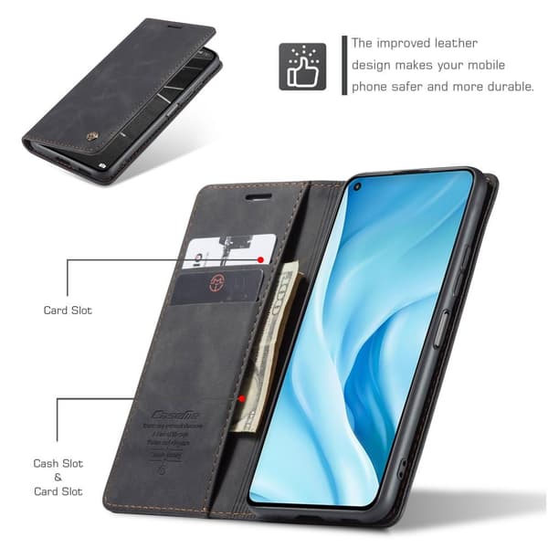 CASEME Retro tegnebog taske til Xiaomi Mi 11 Lite - Sort