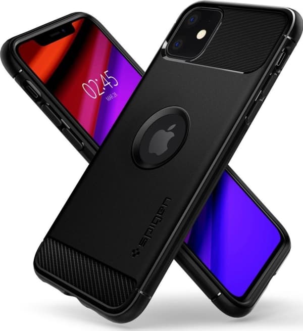 Spigen Rugged Armor, Omslag, Apple, iPhone 11, Svart