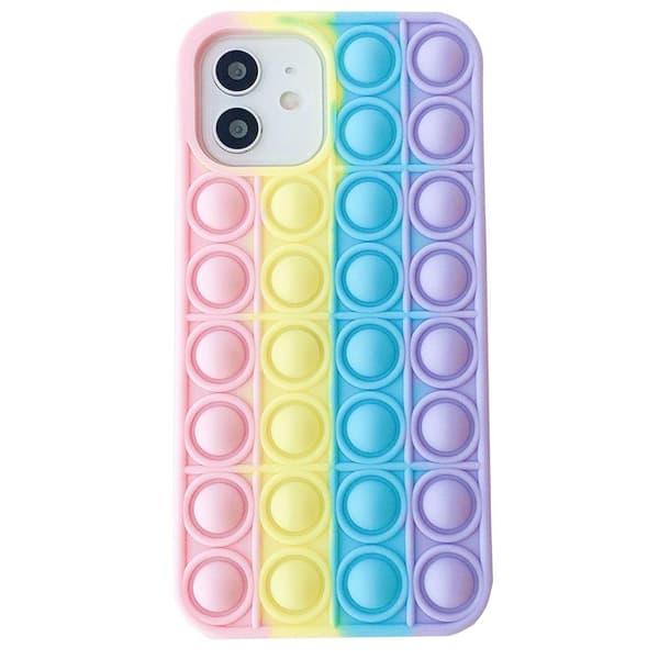 Effektfullt Fidget Pop It Silikonskal - iPhone 11 Rosa-Gul-Blå-Lila Rosa-Gul-Blå-Lila