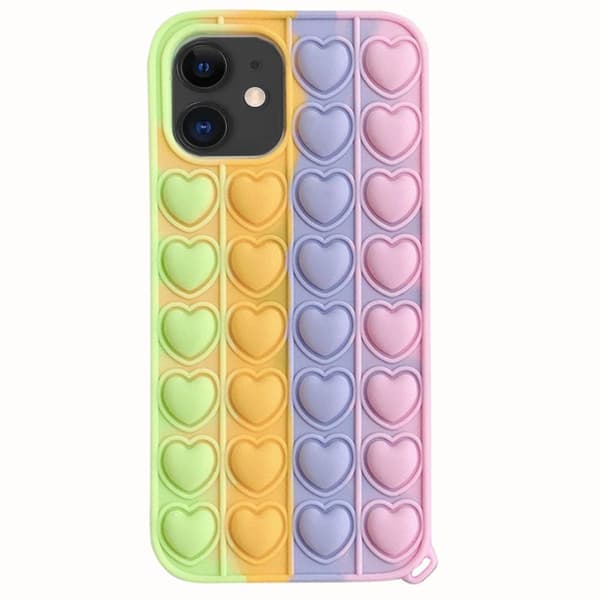 iPhone 11 - Mjukt Hjärta Fidget Pop It Silikonskal Grön-Gul-Lila-Rosa Grön-Gul-Lila-Rosa