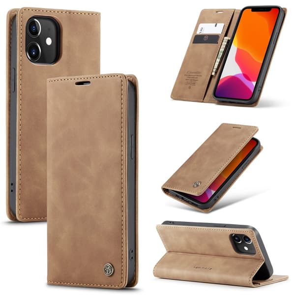 CaseMe Slim Plånboksfodral iPhone 12/12 Pro Brun