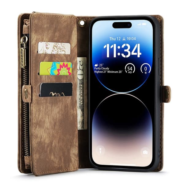 CaseMe Multi-Slot 2 i 1 Plånboksfodral 12/12 Pro Brun