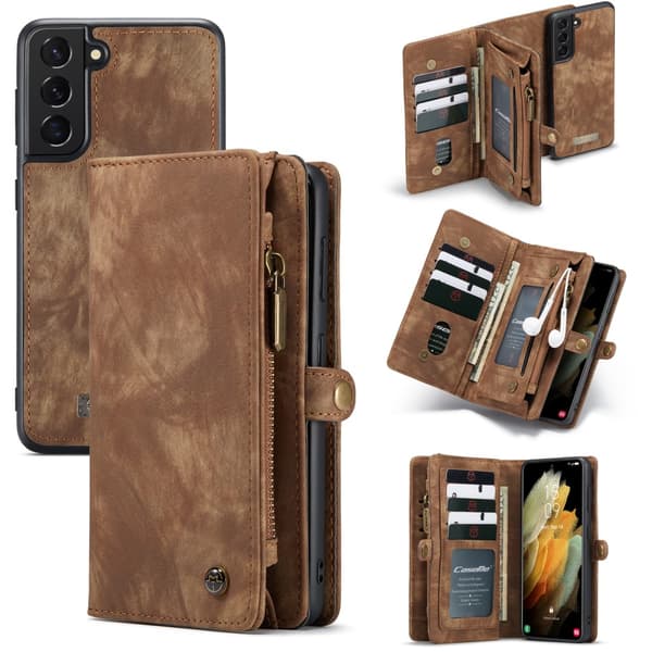 CaseMe Plånboksfodral Multi-Slot Samsung Galaxy S21 Plus Brun