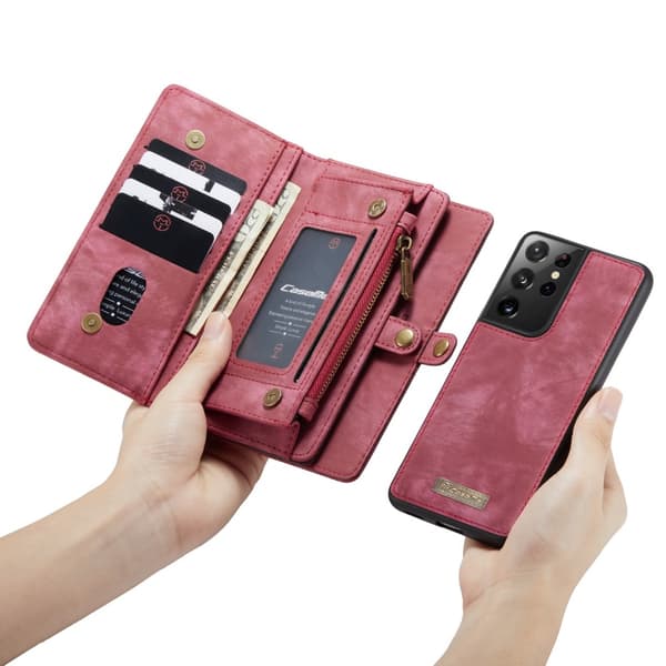 CaseMe Plånboksfodral Multi-Slot Samsung Galaxy S21 Ultra Röd
