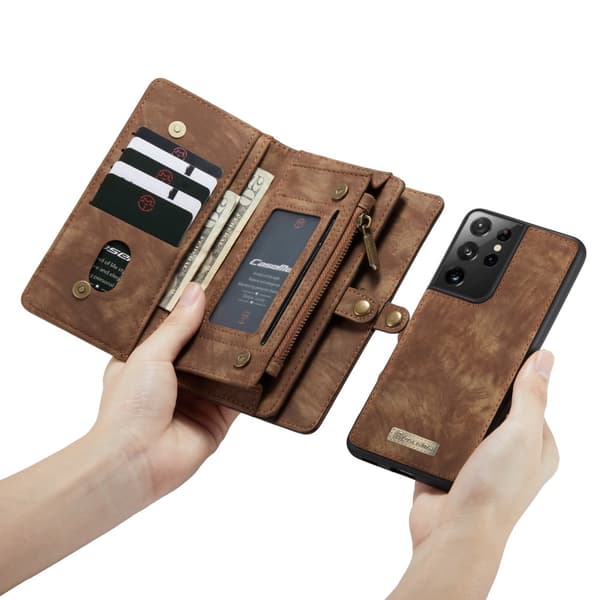CaseMe Plånboksfodral Multi-Slot Samsung Galaxy S21 Ultra Brun